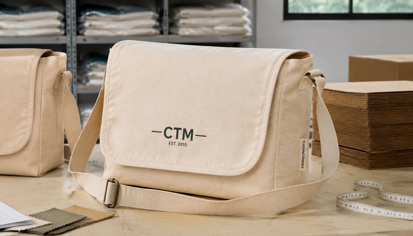 Canvas Messenger Bag Carton Planning for Natural Grocer Buyers