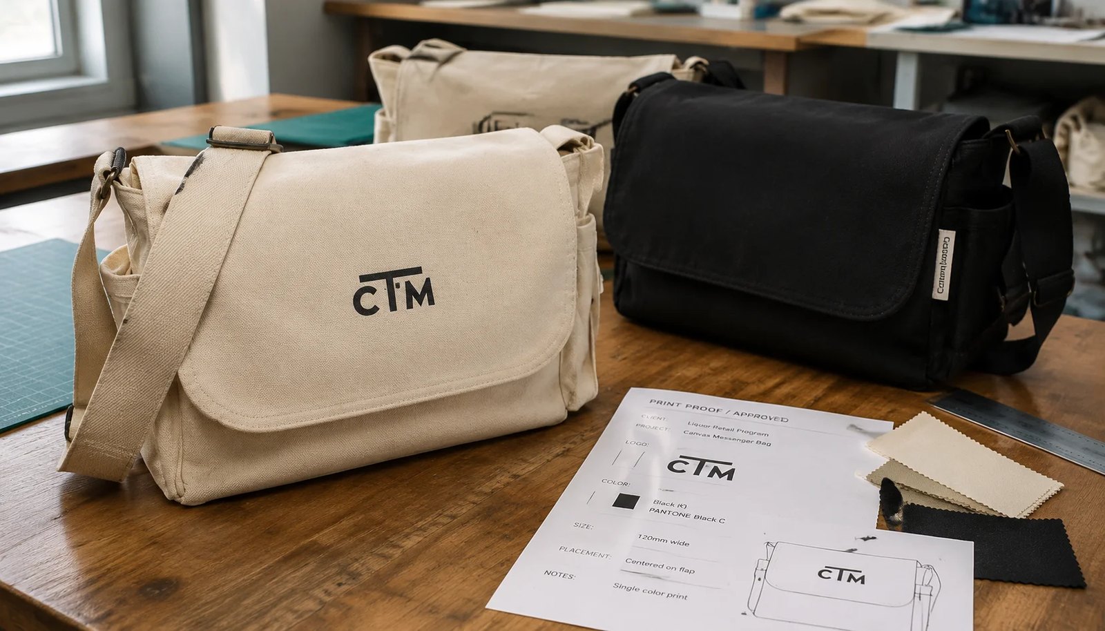 Canvas Messenger Bag Print Proofing Guide for Liquor Retail Buyers