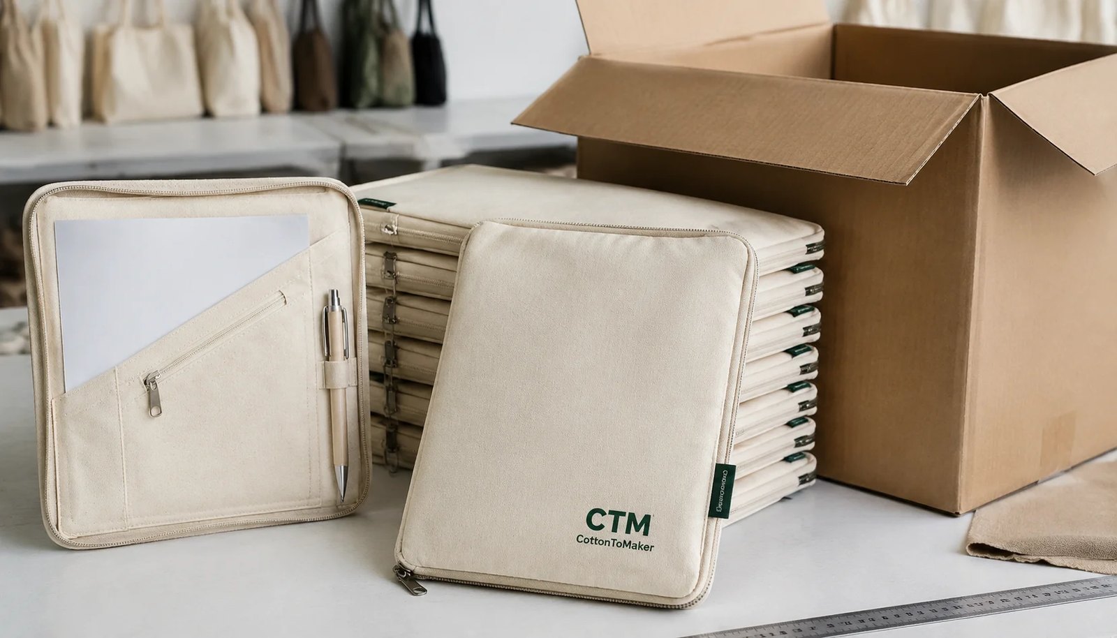 Canvas Zipper Portfolio Carton Packing Plan for Grocers