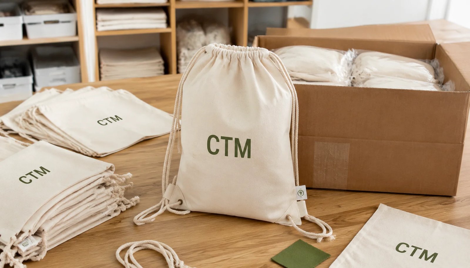 Cotton Drawstring Backpack Carton Planning for Natural Grocer Buyers
