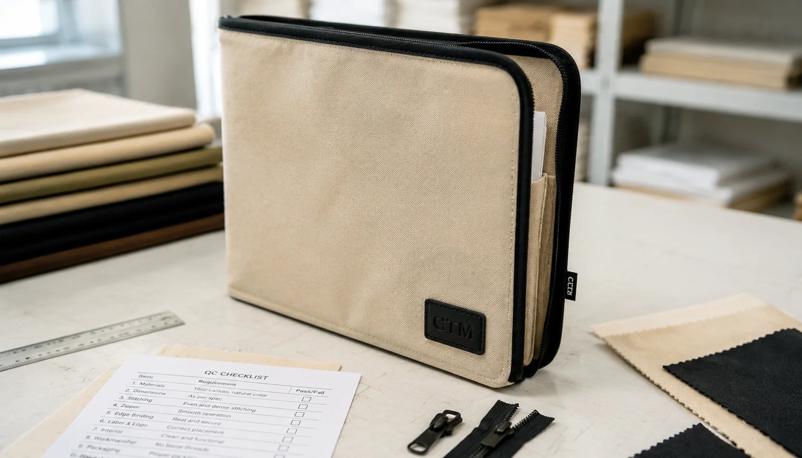 Custom Canvas Zipper Portfolios QC Checklist for Skincare Buyers