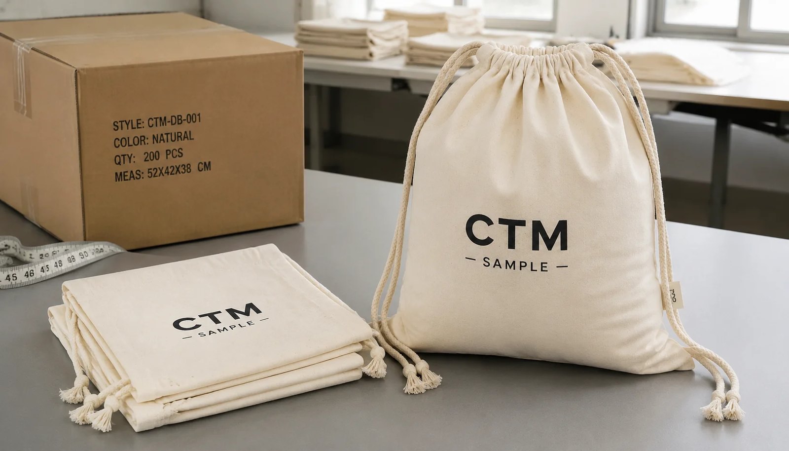 Custom Cotton Drawstring Backpacks Carton Packing Plan for Natural Grocers