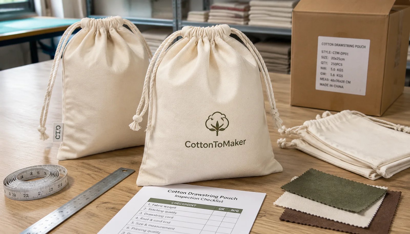 Cotton Drawstring Pouch Inspection Guide for Natural Grocers Buyers