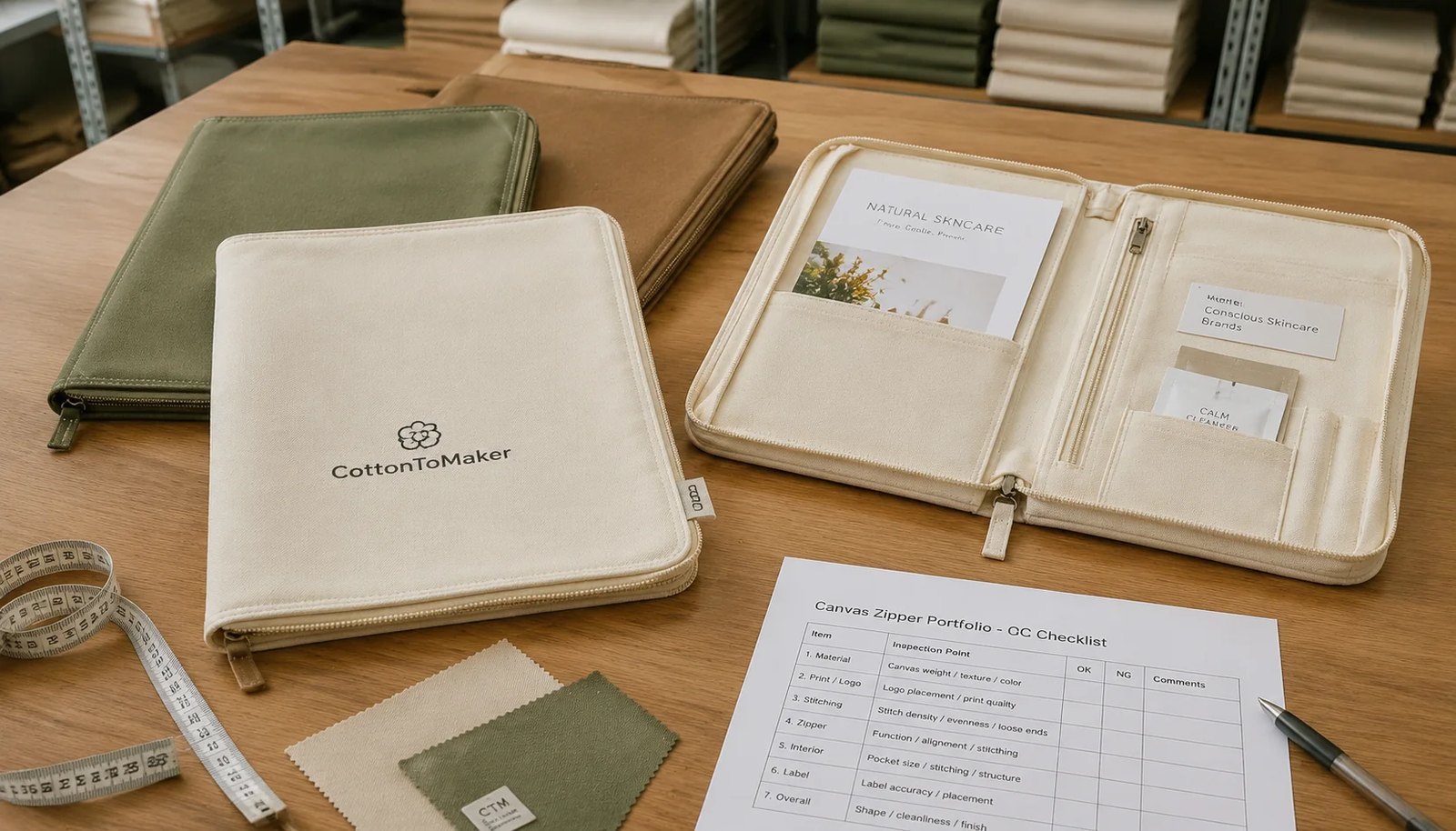Canvas Zipper Portfolios for Skincare Brands: QC and Quote Guide