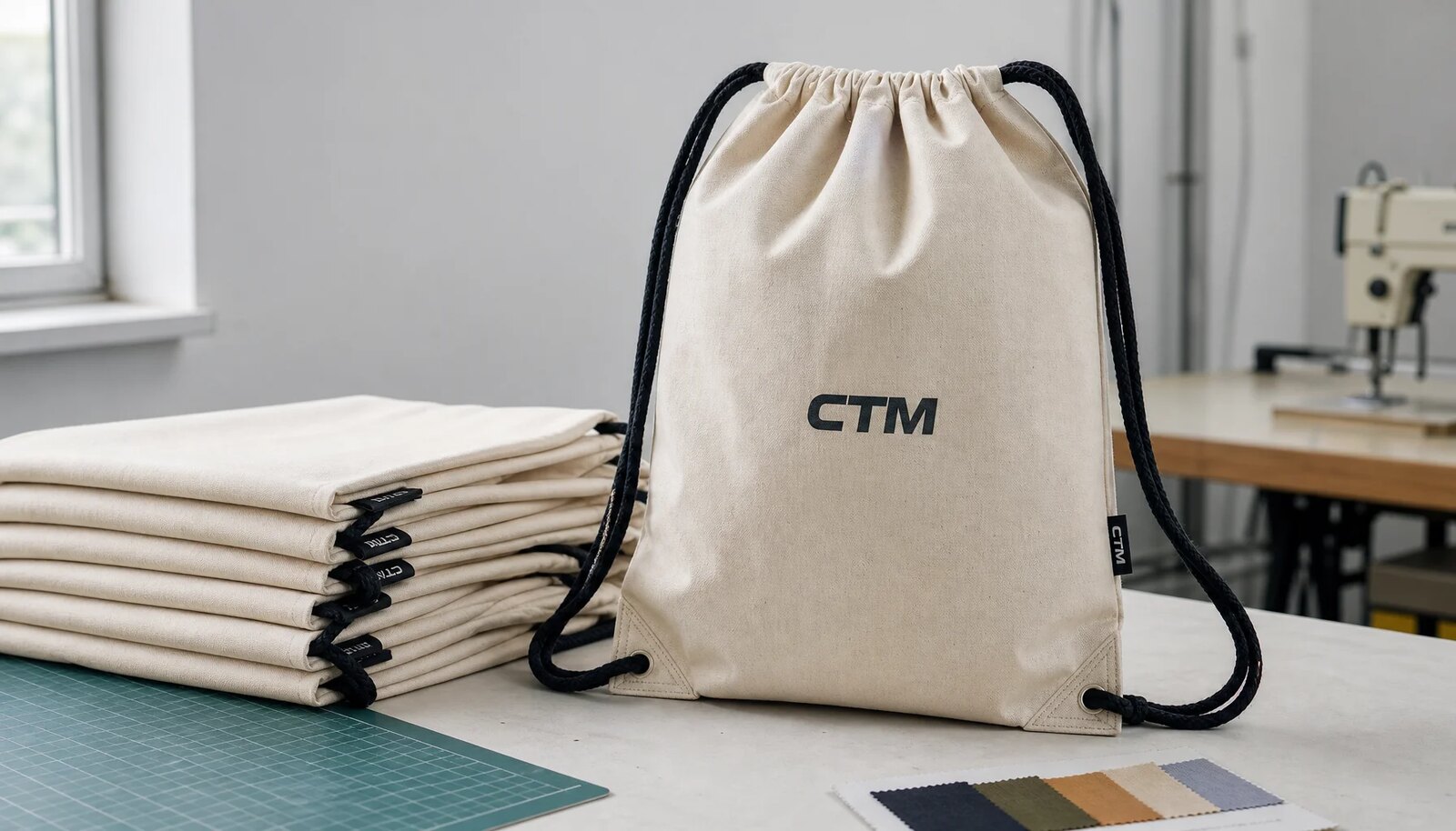 Natural cotton drawstring backpacks with reinforced cord corners for craft fair bulk order review