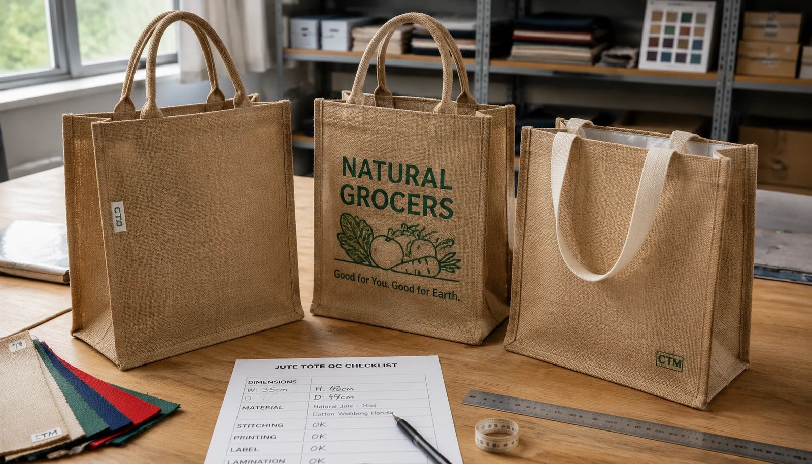 Jute Tote QC Checklist for Natural Grocers